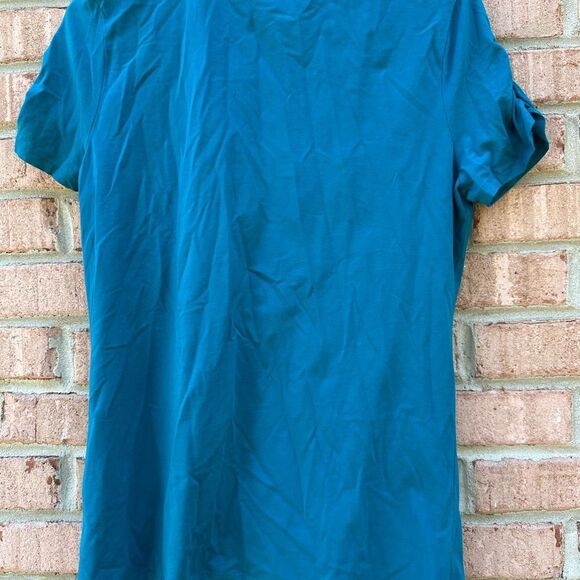 Teal Short Sleeve Collared Top - Picture 6 of 6